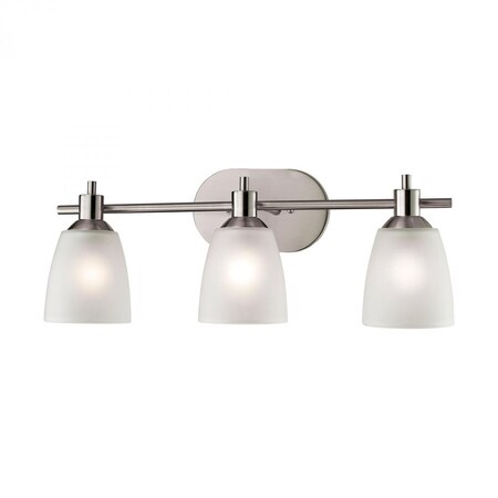 Thomas Jackson 3-Light Bath Bar in Brushed Nickel with White Glass 1303BB/20